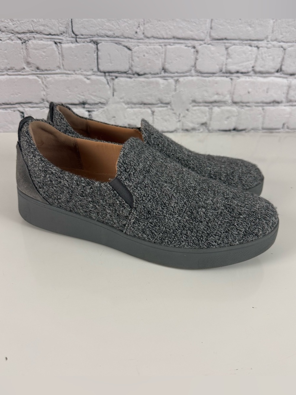 Fitflop Rally E01 Merino Wool Mix Slip On Skate Sneakers Gray Womens 9